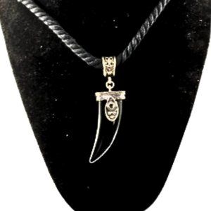 Wolf Tooth (Enamel) Twisted Textile Necklace